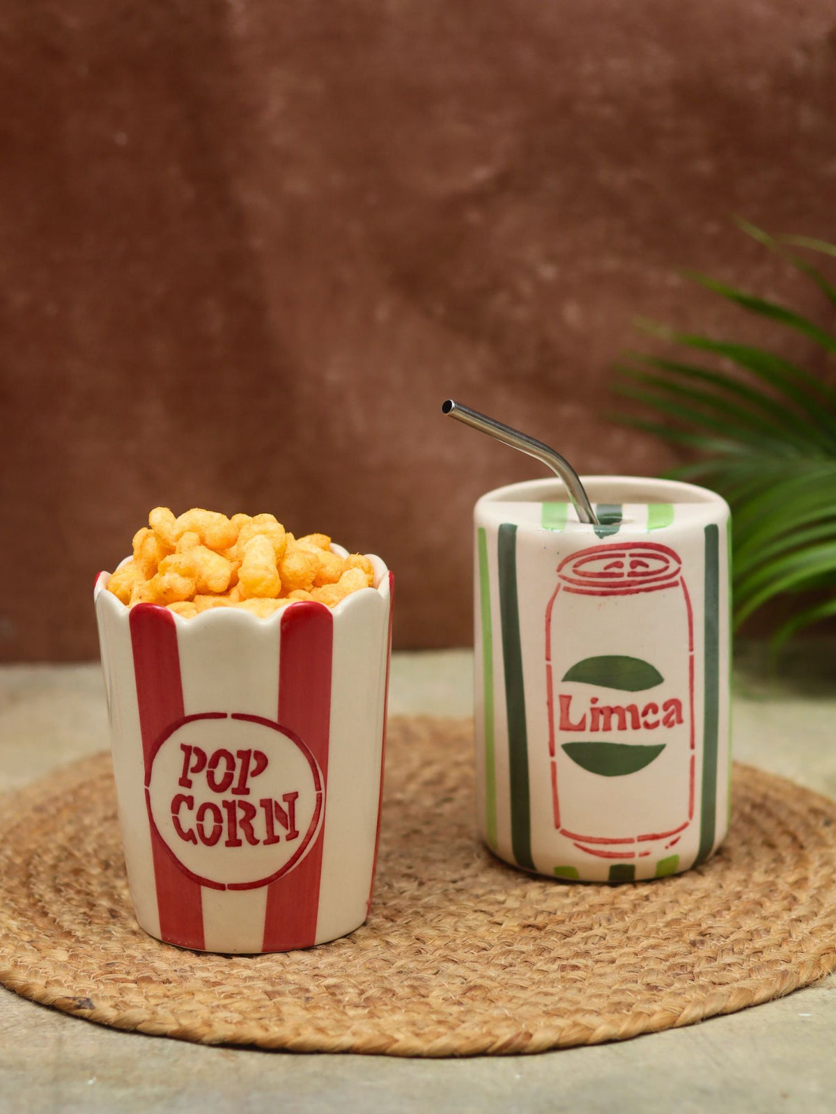 Set of 2 - Limca Tumbler & Popcorn Tub Combo made by ceramic