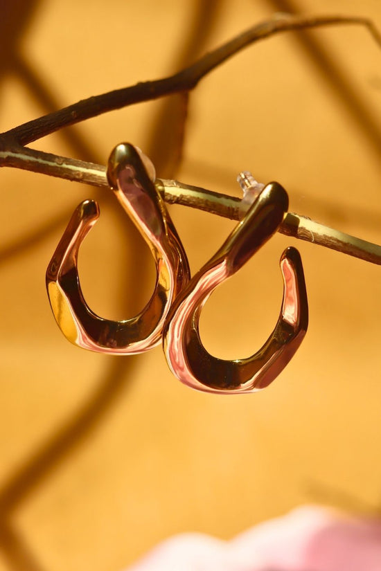 Golden Arcs Earrings handmade in india