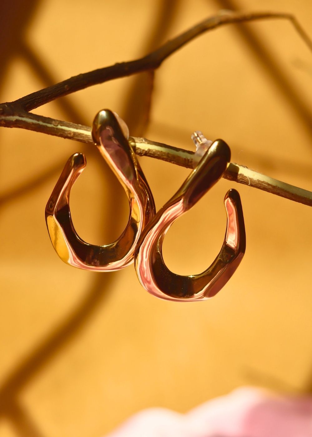 Golden Arcs Earrings handmade in india