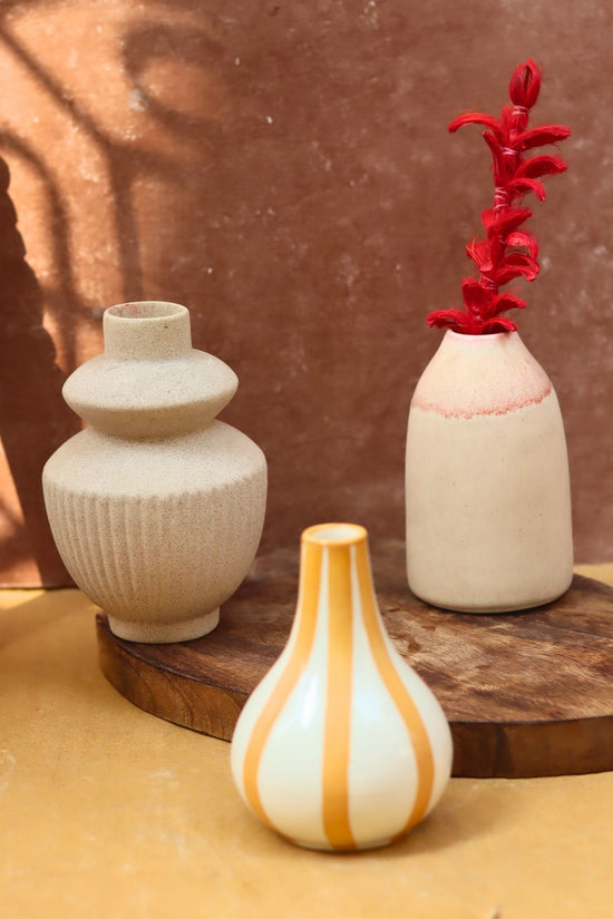 Set of 3 - Cream Serenity Vases combo