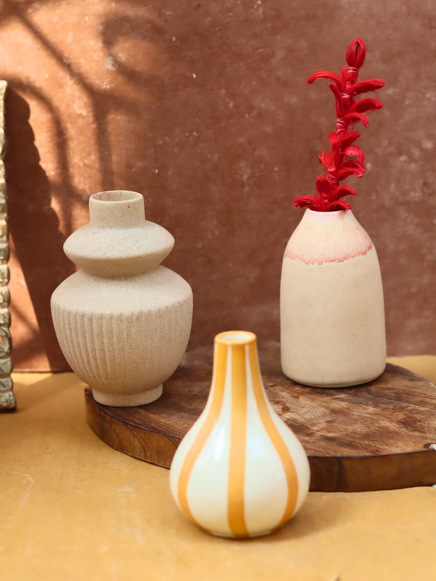 Set of 3 - Cream Serenity Vases combo