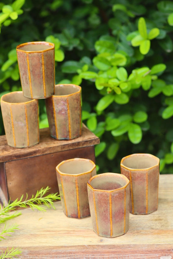 Set of 6 - Mustard Chai Kulhad handmade in India