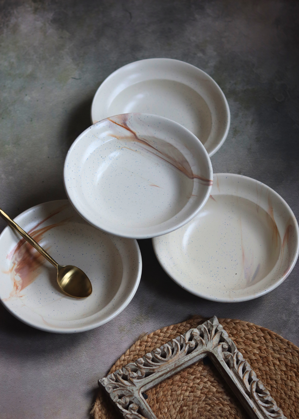 Brown ombre ceramic pasta plates 