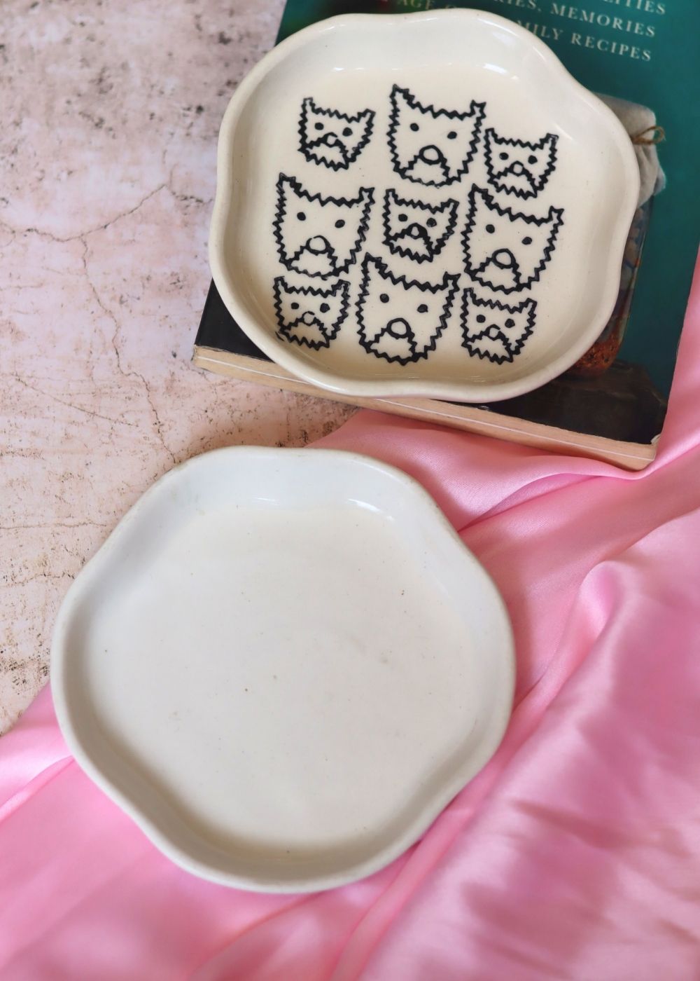 Cats & White Handmade Dessert Plate with premium quality material