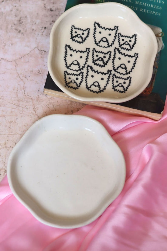 Cats & White Handmade Dessert Plate with premium quality material