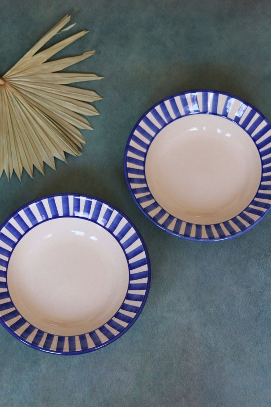 blue striped pasta plate for your delicious pasta