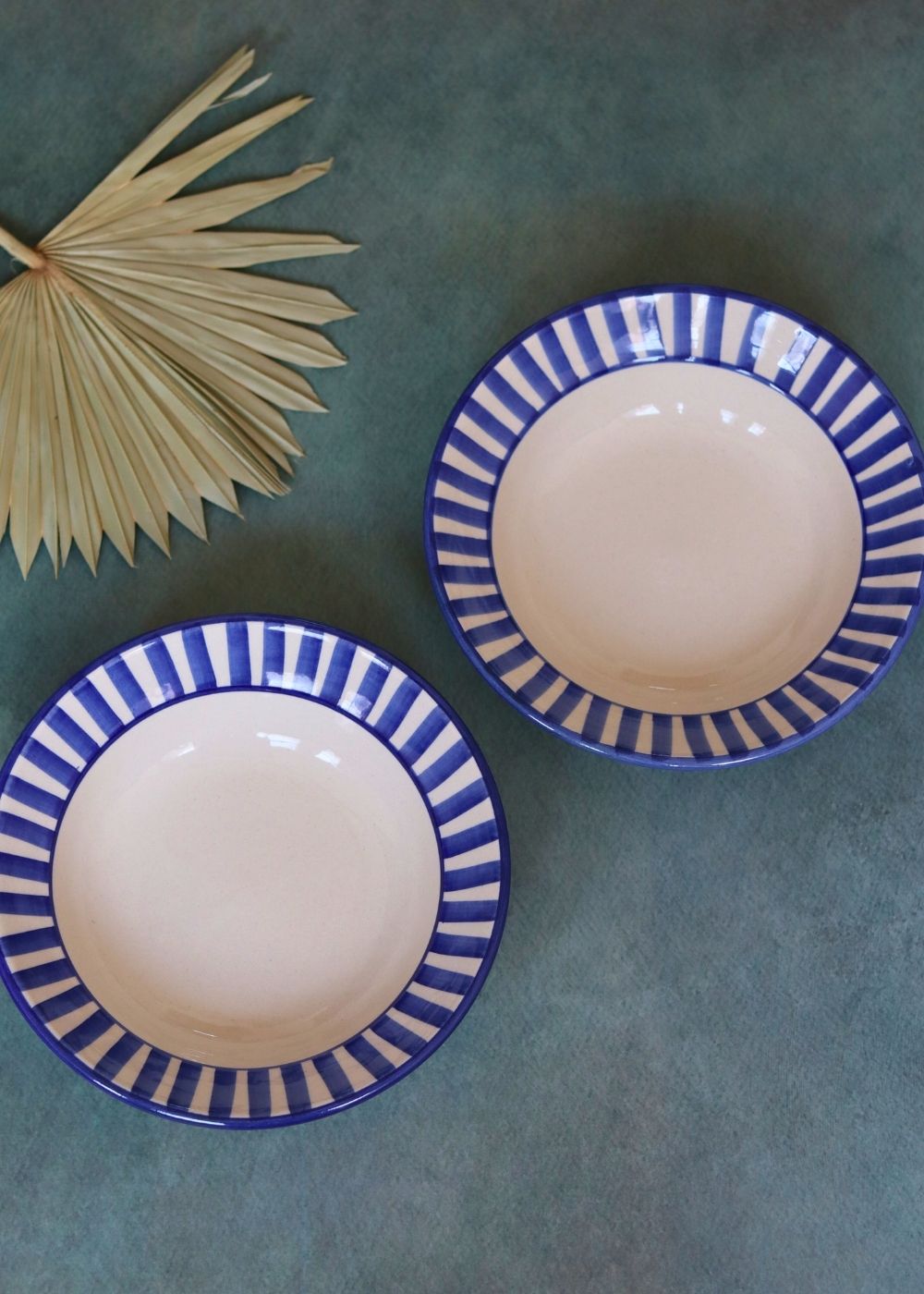 blue striped pasta plate for your delicious pasta