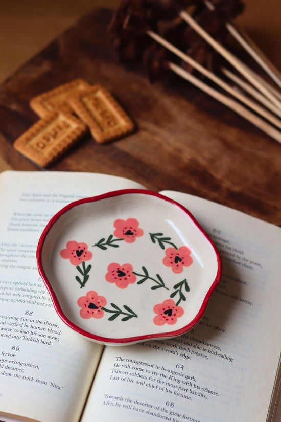 Poppy Flower Handmade Dessert Plate  with premium quality material
