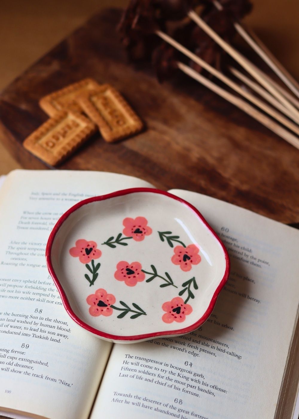Poppy Flower Handmade Dessert Plate  with premium quality material