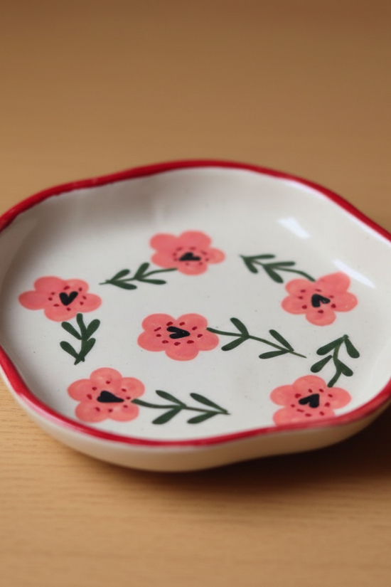 Poppy Flower Handmade Dessert Plate