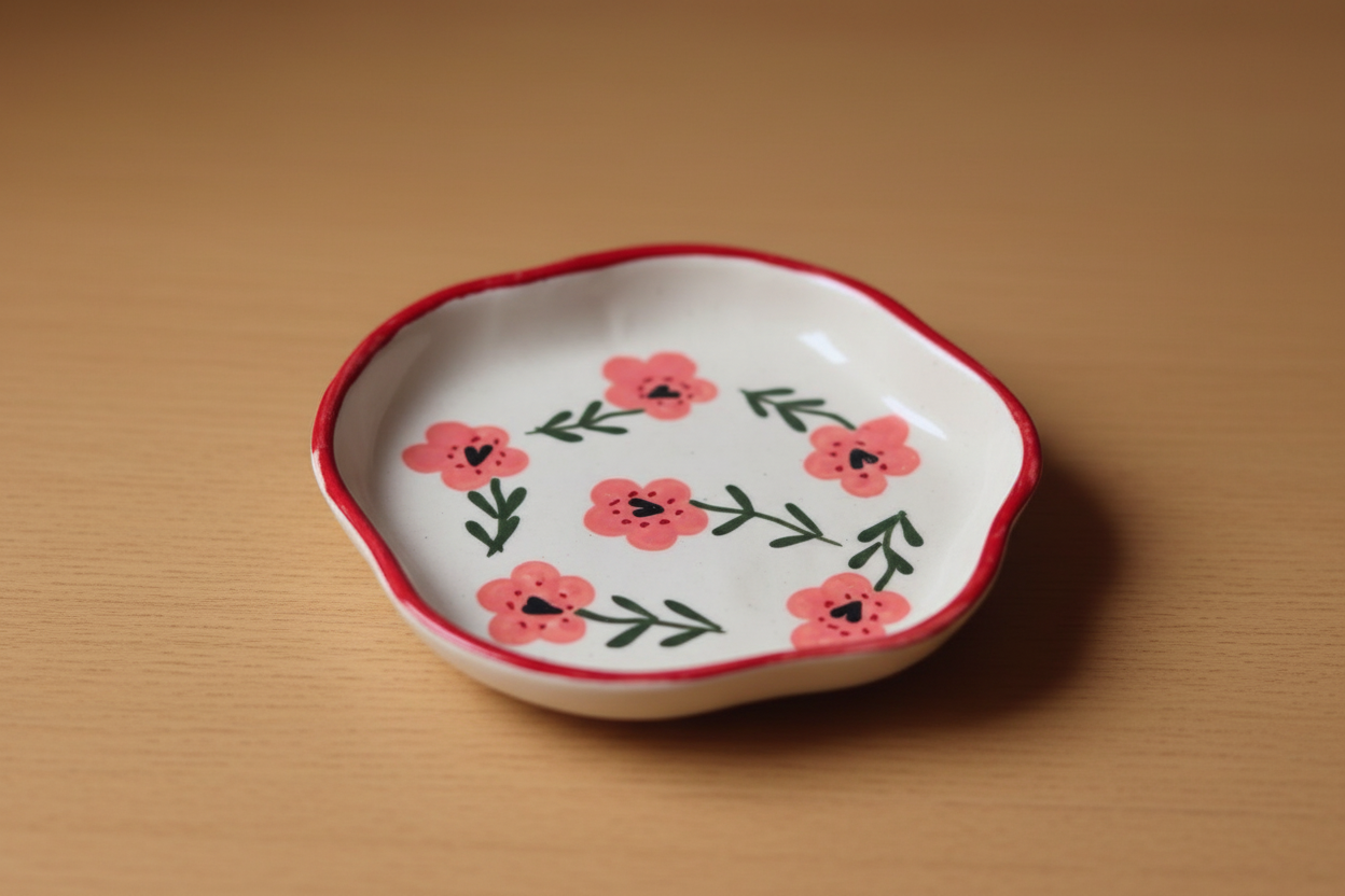 Poppy Flower Handmade Dessert Plate