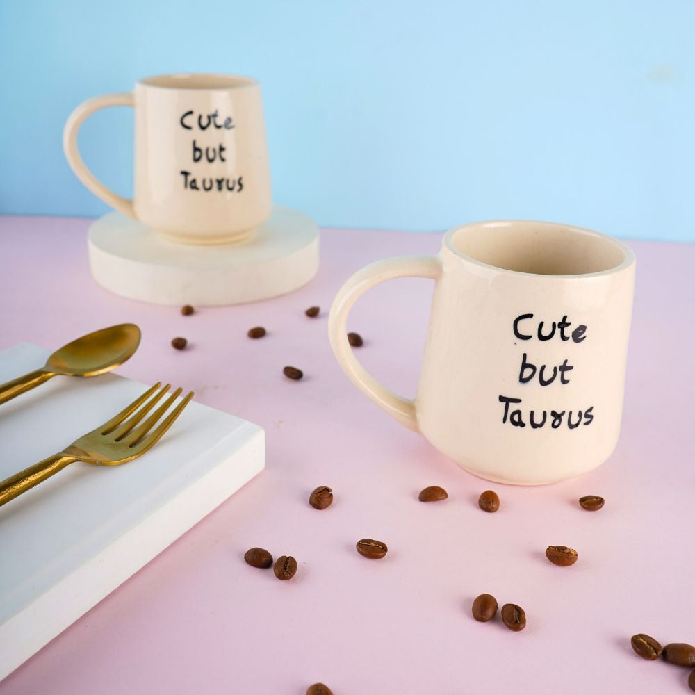 cute but taurus mug with white color