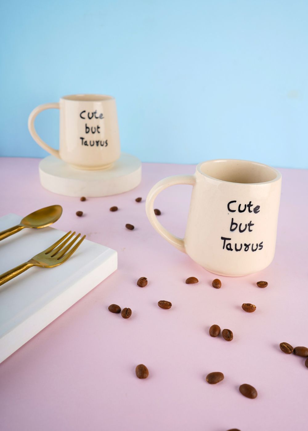 cute but taurus mug with white color