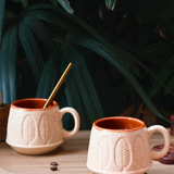 ceramic white serene leaf coffee mug 