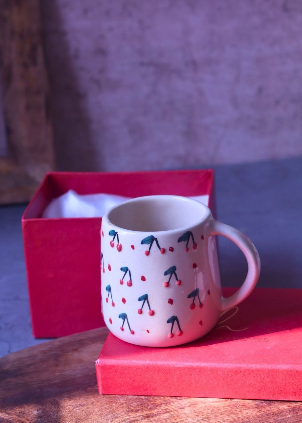 Cherry Embossed Mug in a Gift Box with premium quality material