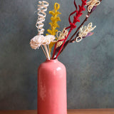 Pink tall Vase With Assorted Bunch set made by handcrafted