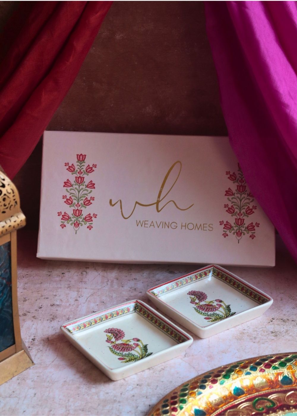 Handmade Red Motif Platter in a Gift Box