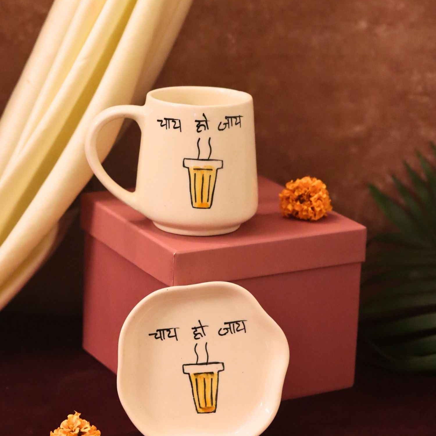 Chai Ho Jaye Mug & Handmade Dessert Plate in a Gift Box