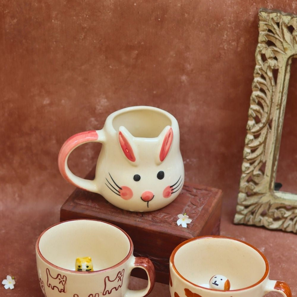 handmade Bunny, Dog & The OG Cat Mug