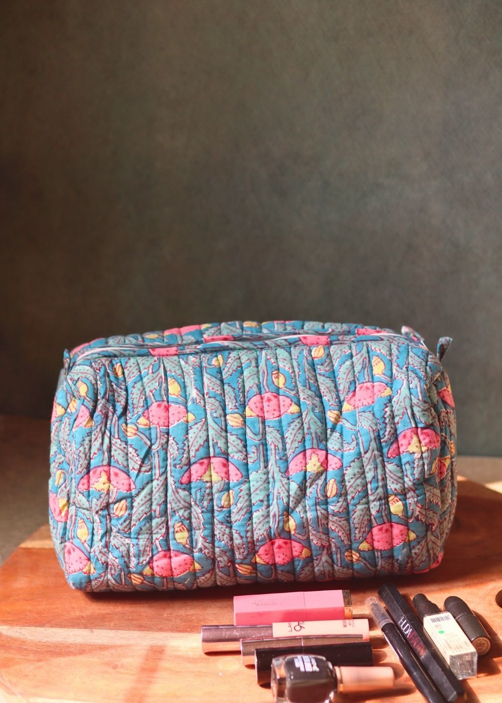 peacock garden toiletry bag handmade in india 