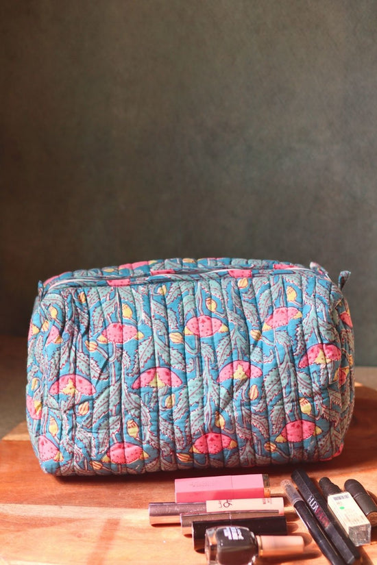 peacock garden toiletry bag handmade in india 