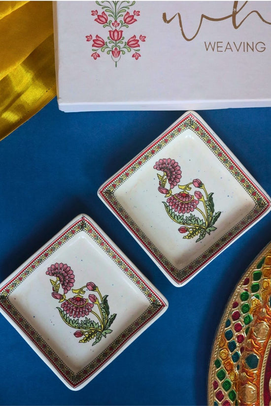 Red Motif Platter in a Gift Box made by ceramic