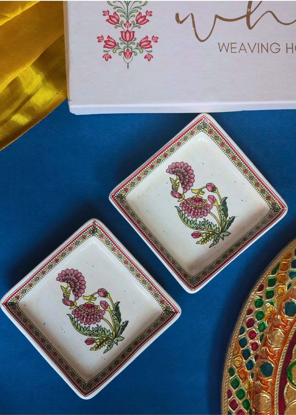 Red Motif Platter in a Gift Box made by ceramic
