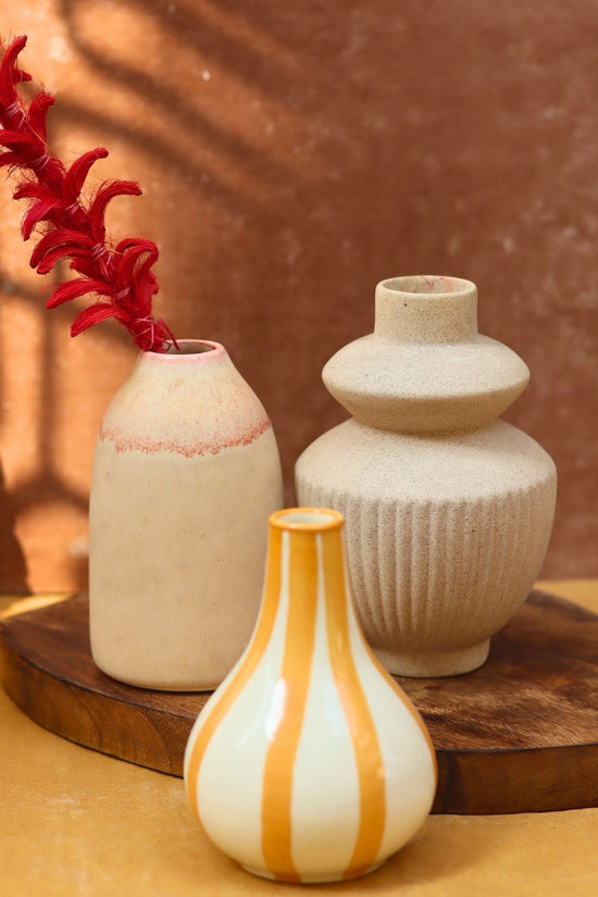 Set of 3 - Cream Serenity Vases combo