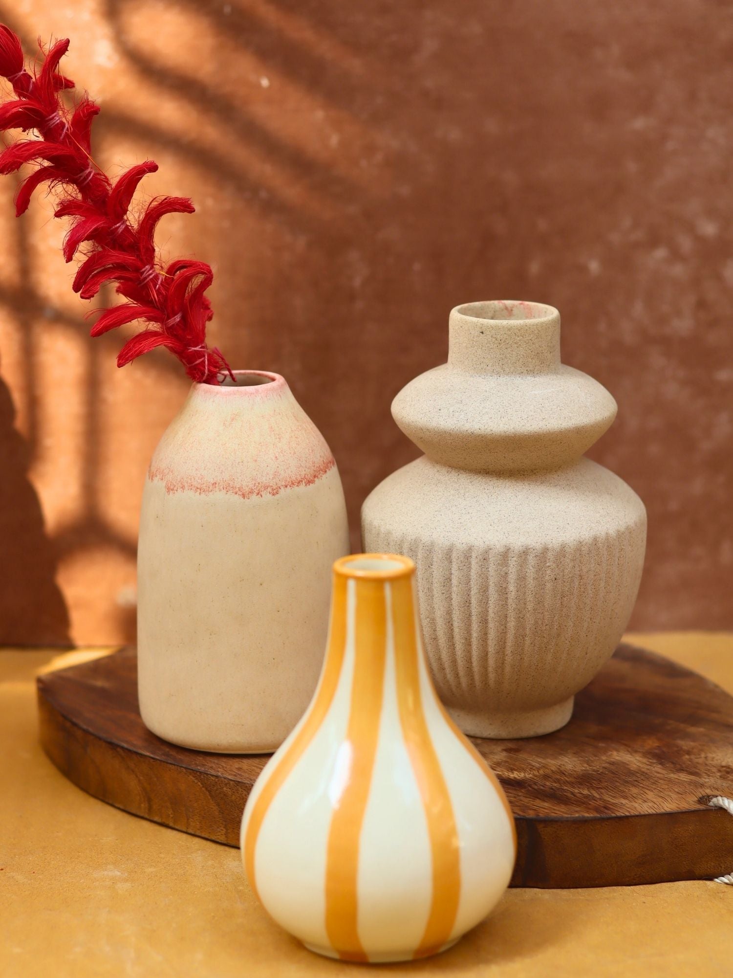 Set of 3 - Cream Serenity Vases combo