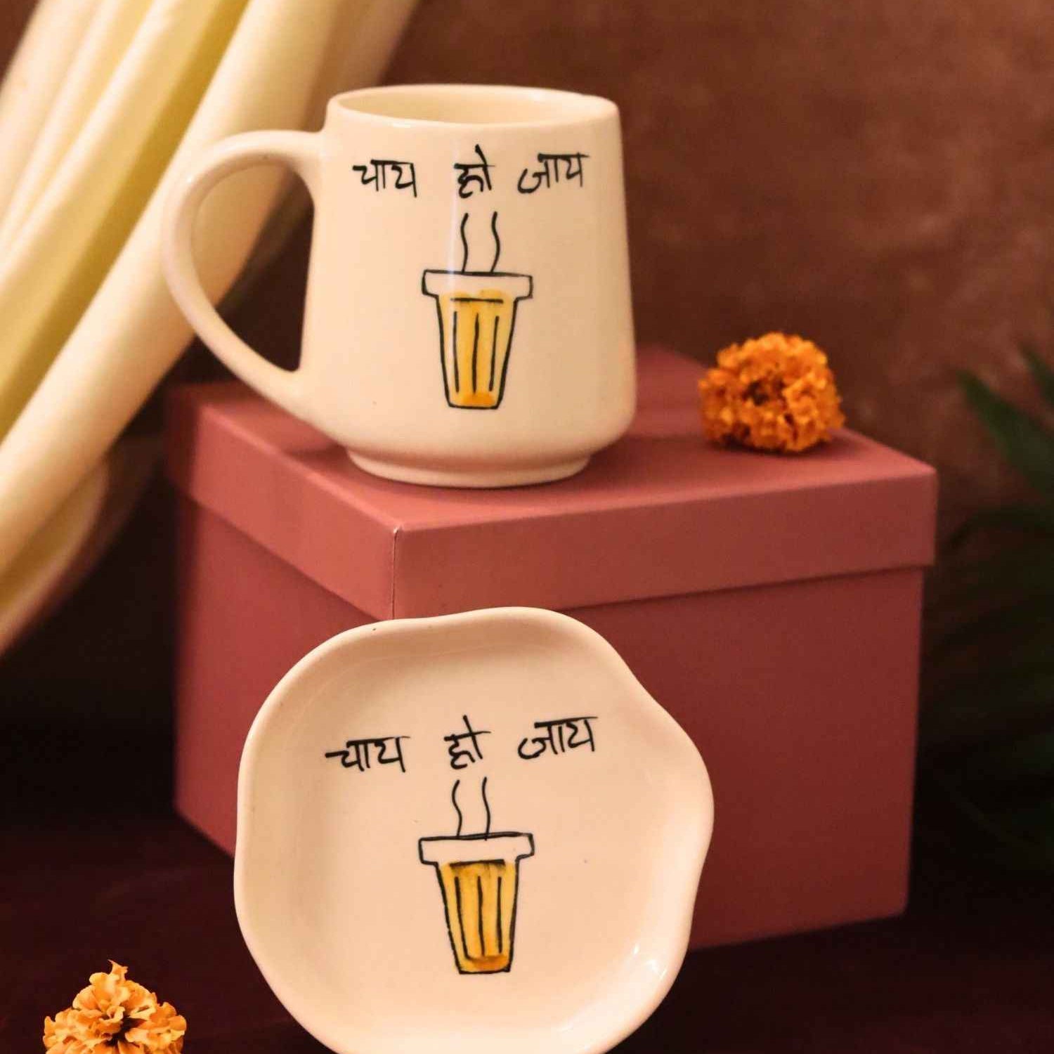 Chai Ho Jaye Mug & Handmade Dessert Plate in a Gift Box