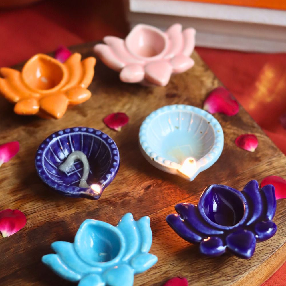 Set of 6 - Diwali Diya combo (for the price of 5) with premium quality material