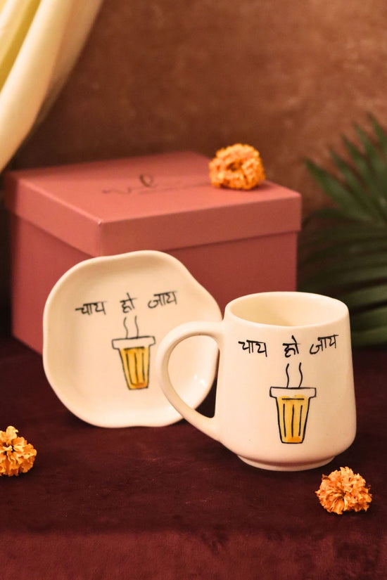 Chai Ho Jaye Mug & Handmade Dessert Plate in a Gift Box with premium quality material