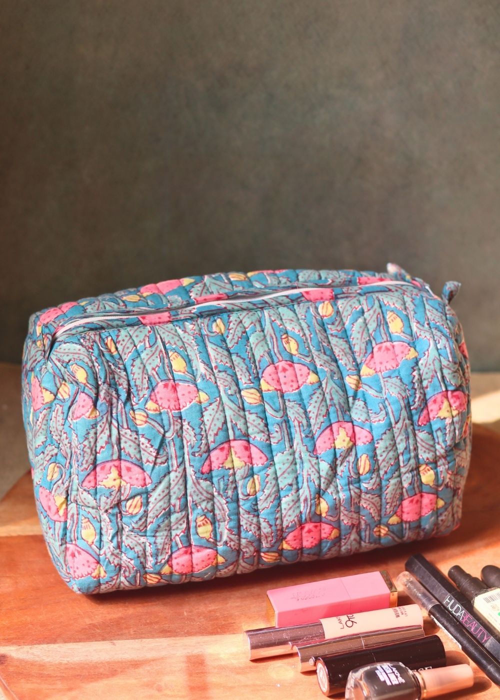 peacock garden toiletry bag made by cotton