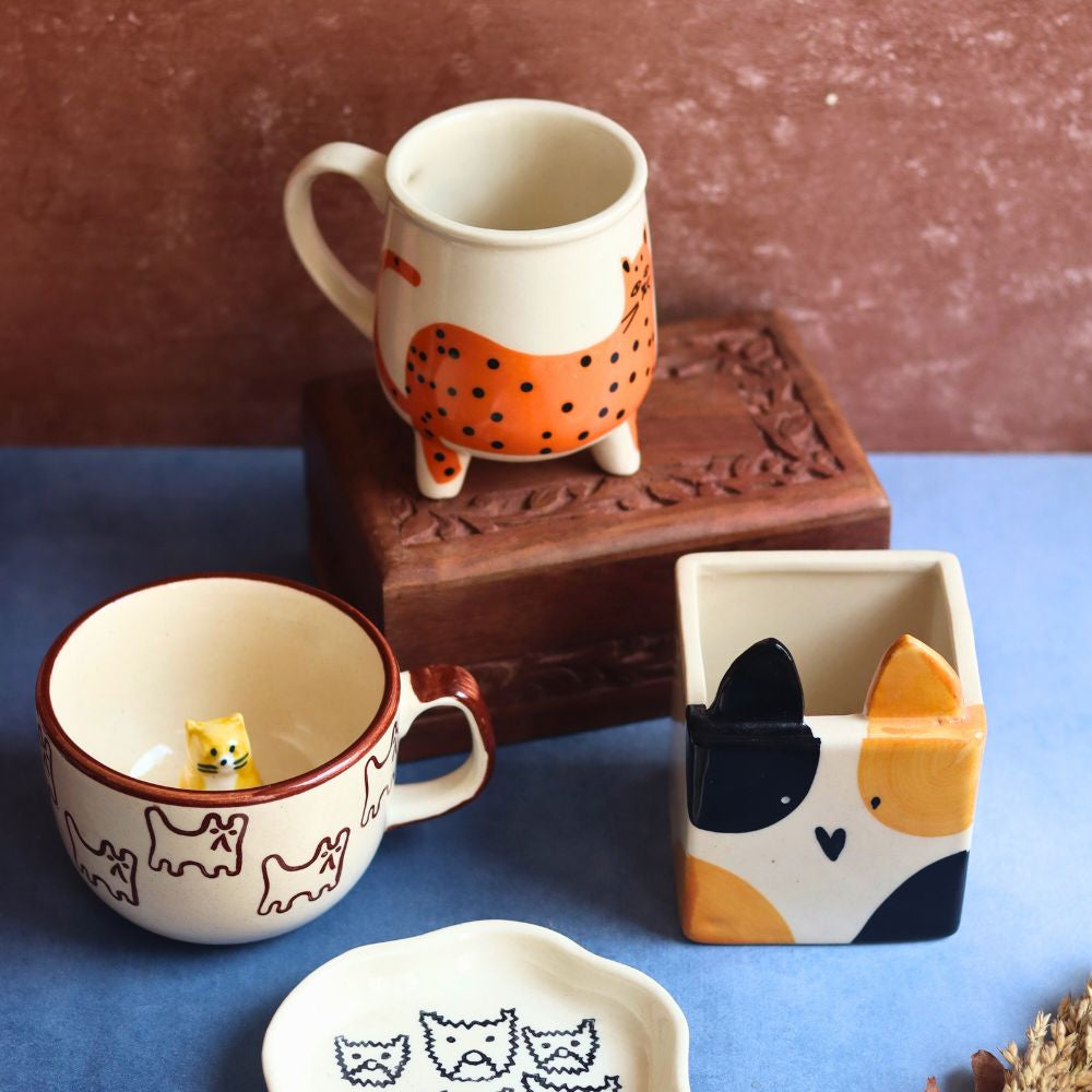 Set of 4 kitty Combo made by ceramic