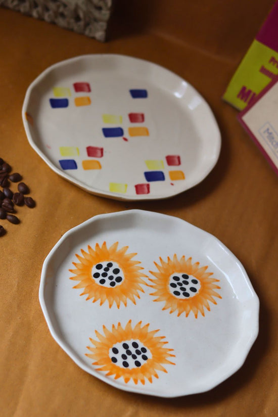  Sunflower & Crayon Plates made by ceramic
