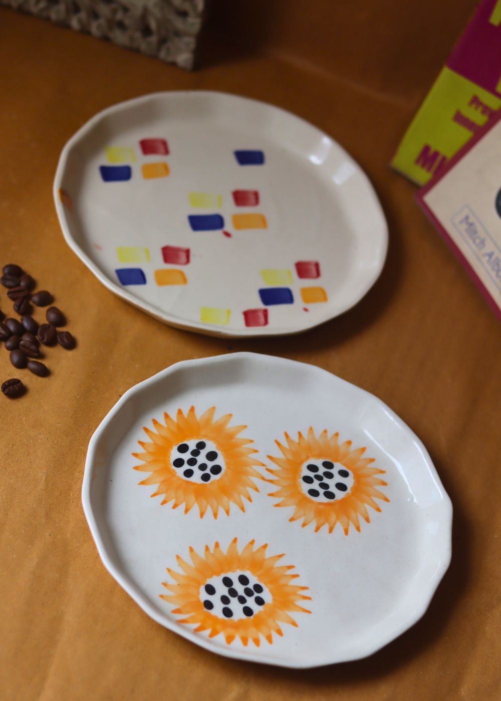  Sunflower & Crayon Plates made by ceramic