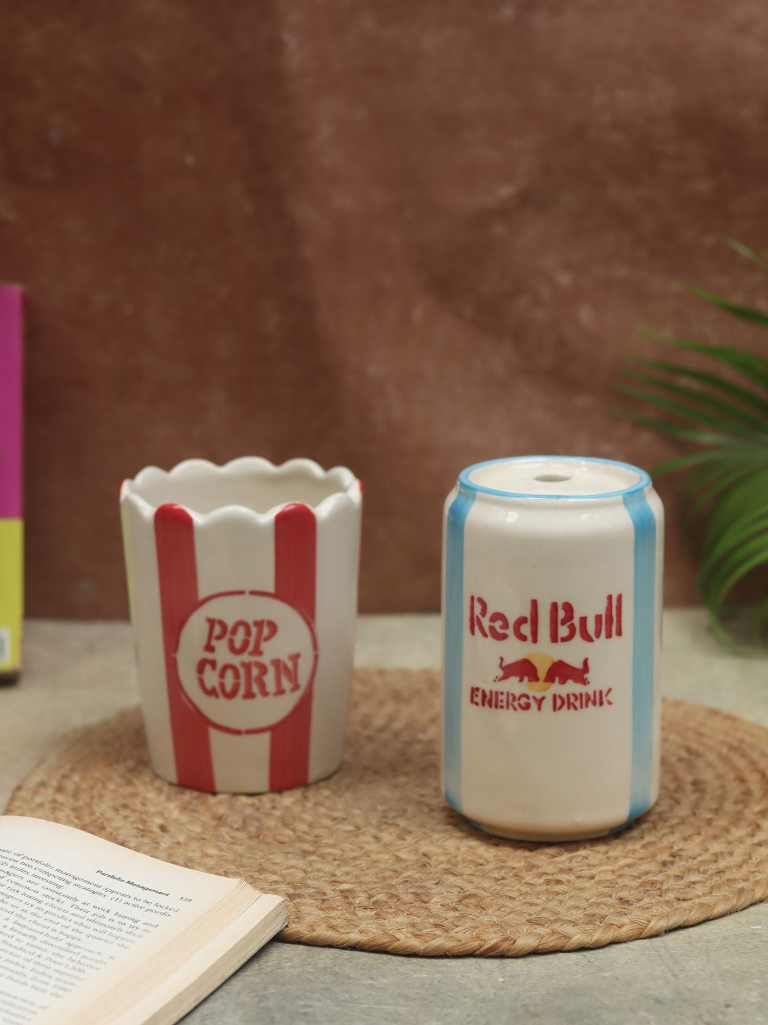 Set of 2 - Red Bull Tumbler & Popcorn Tub Combo mace by ceramic