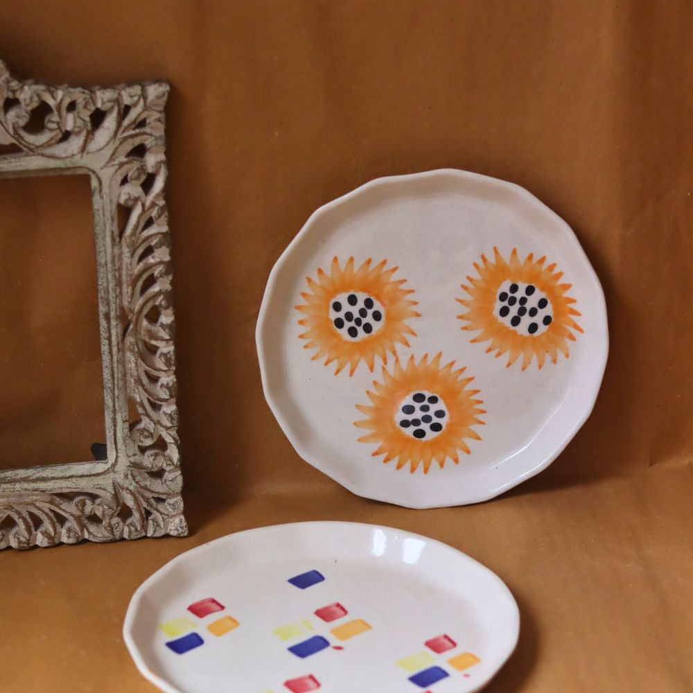 handmade Sunflower & Crayon Plates