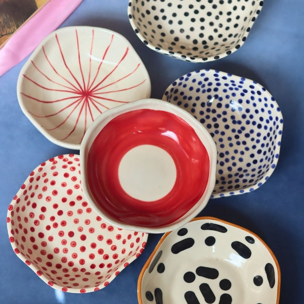 handmade Set of 6 Handpainted Bowls (for the price of 5)