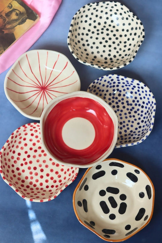 handmade Set of 6 Handpainted Bowls (for the price of 5)