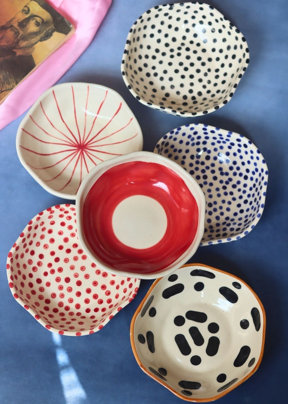 handmade Set of 6 Handpainted Bowls (for the price of 5)