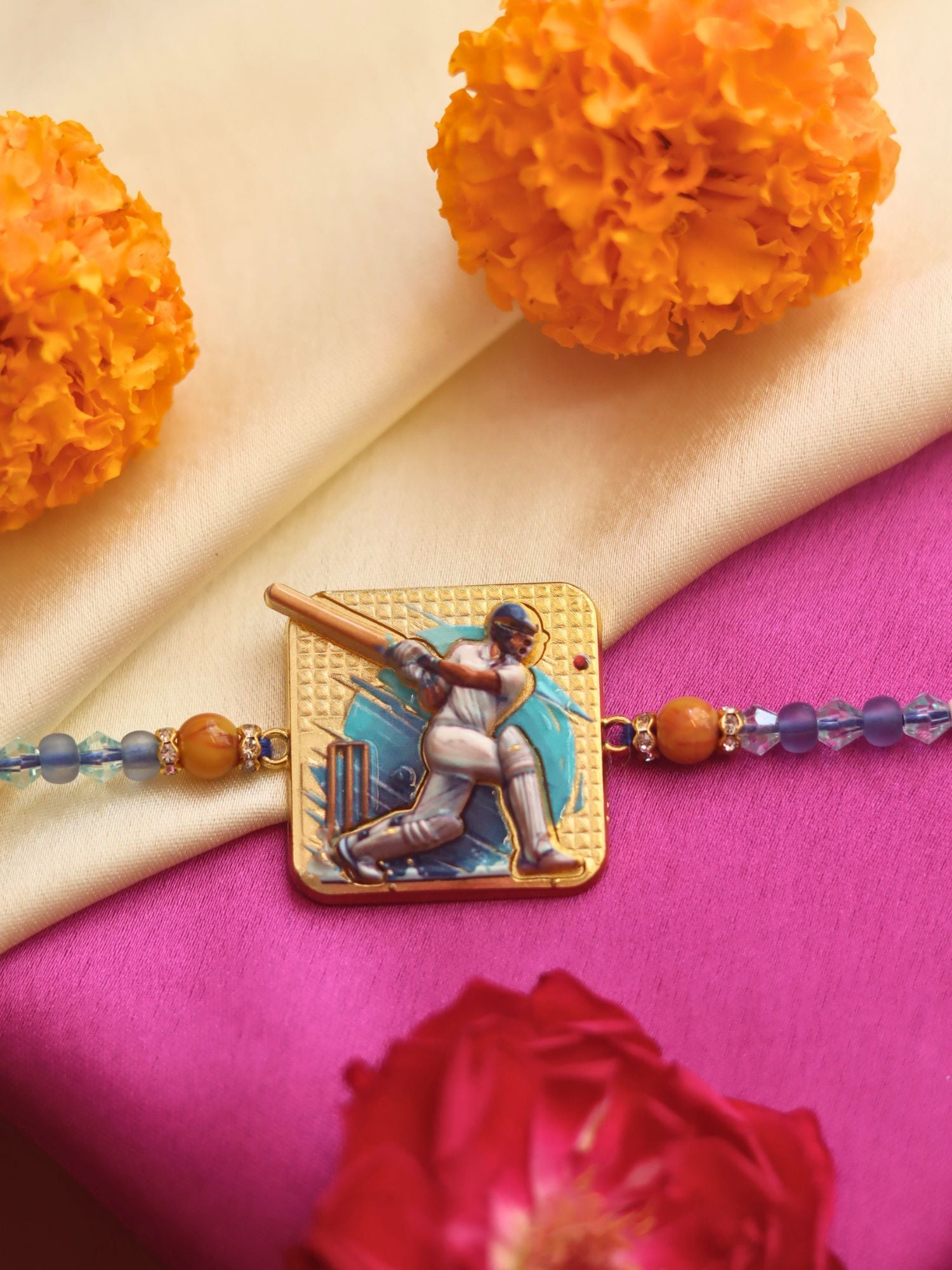 ⁠Batsman Rakhi handmade in India