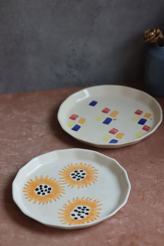  Sunflower & Crayon Plates handmade in India