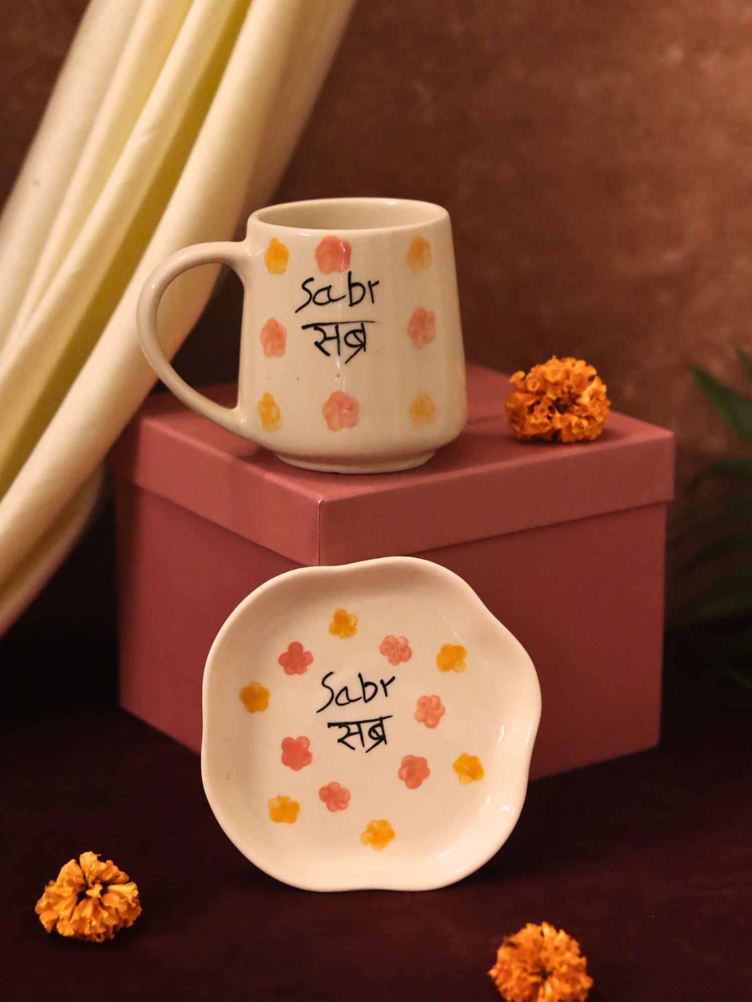 Handmade Sabr Mug & Handmade Dessert Plate in a Gift Box