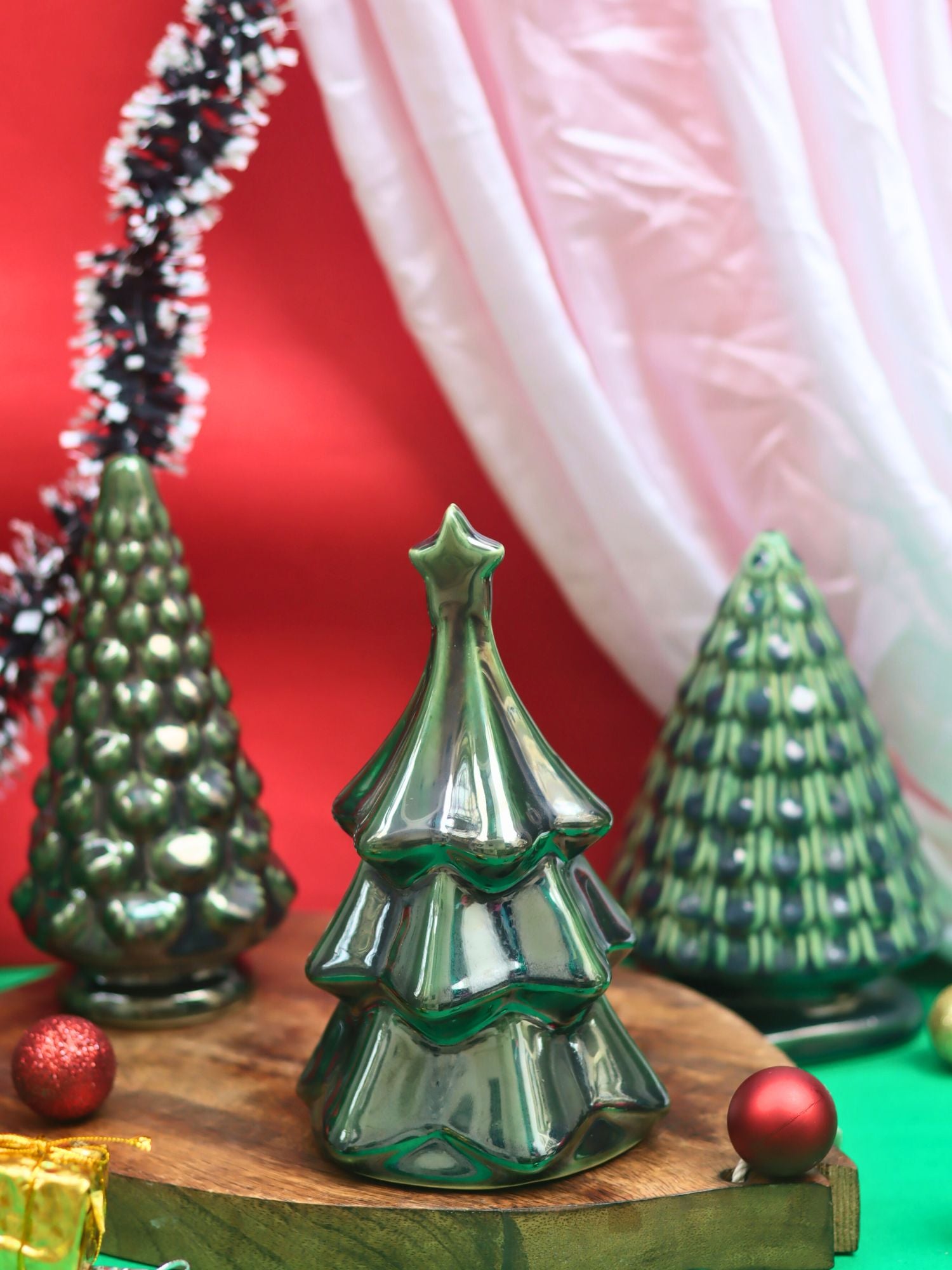 handmade Set of 3 - Evergreen Glow Christmas tree combo fi=or this christmas festive season