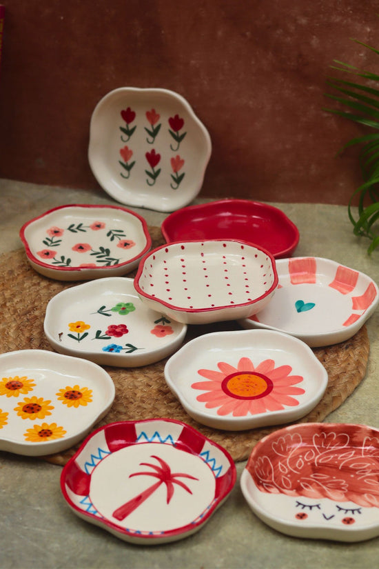 Set of 10 Floral Heart Handmade Dessert plate (for the price of 7)