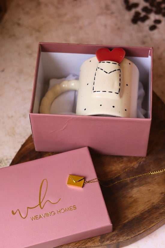 handmade Love Letter Mug & Love Letter Necklace in a Gift Box