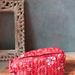 red floral toiletry bag with small size