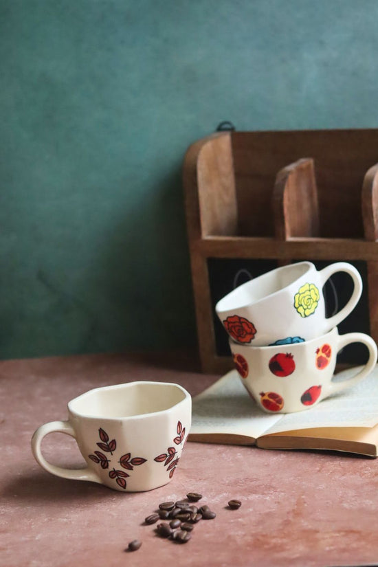 Handmade Set of 3 - Rosy Bloom Mugs