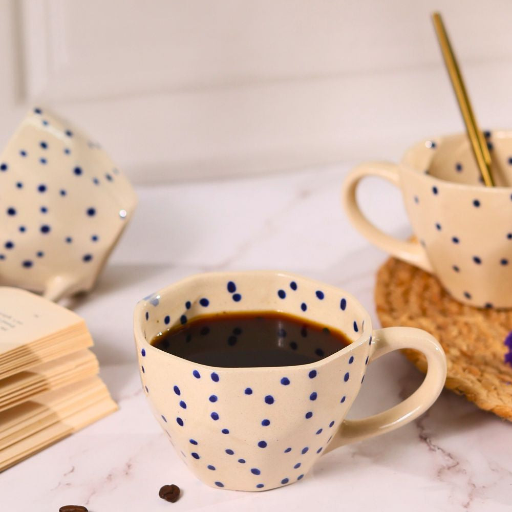 Handmade Blue Polka Mug